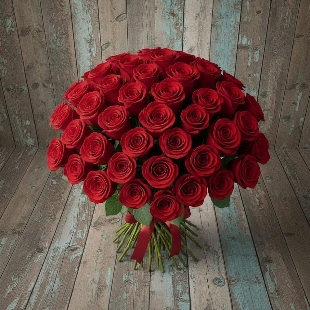 Букет 55 Красных роз Фридом в Глажево