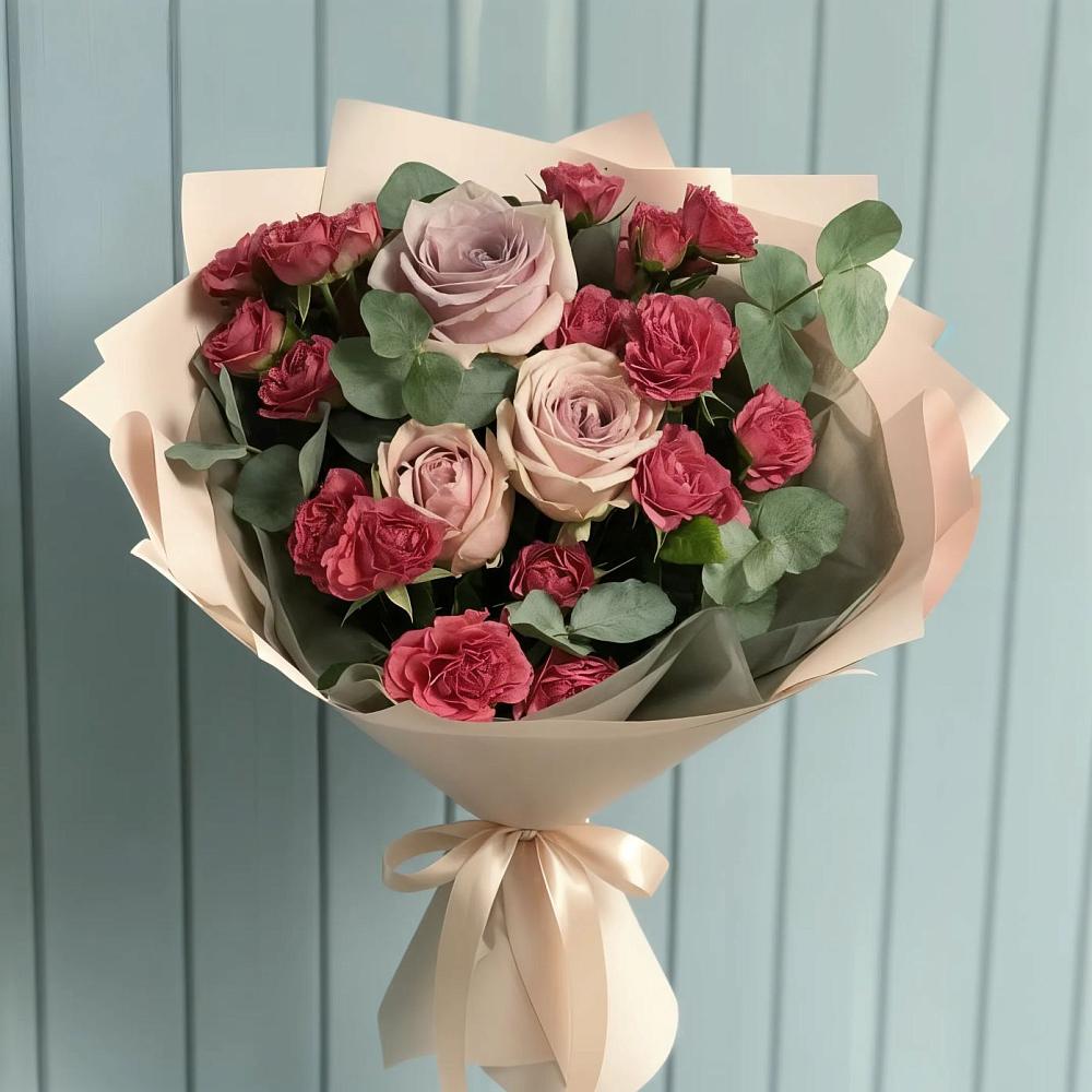 Букет цветов из: Гвоздики и Розы в Глажево