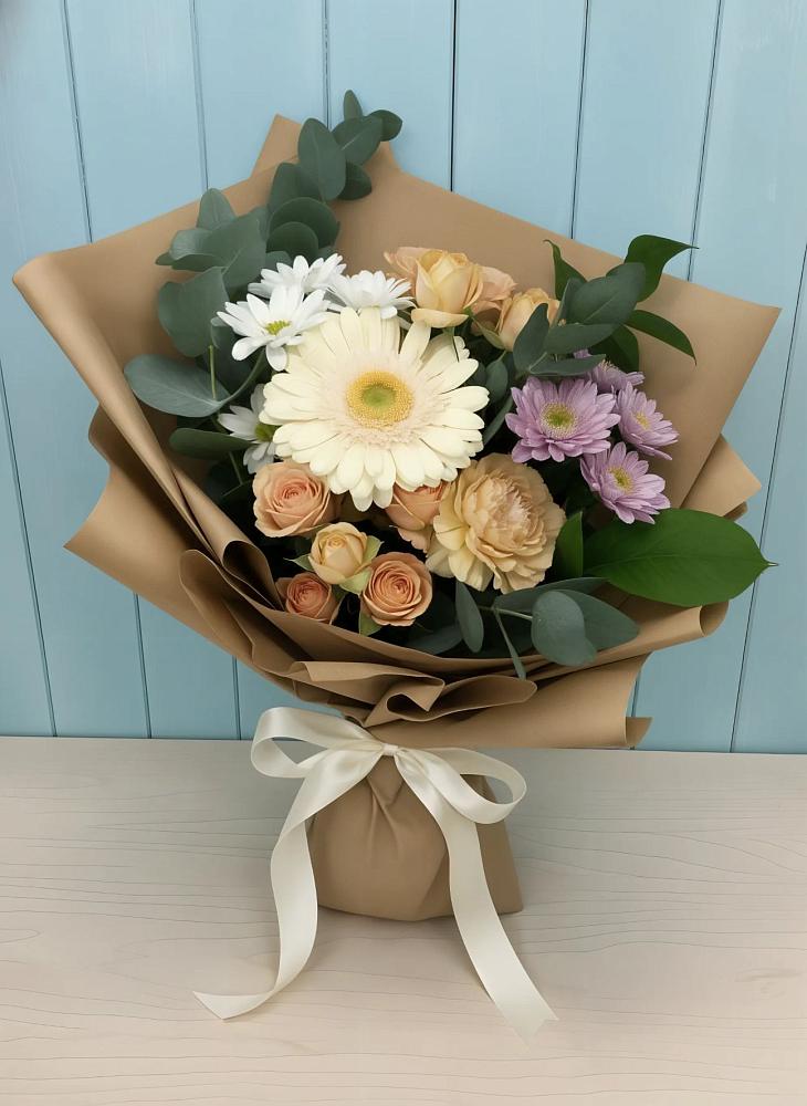 Букет цветов из: Герберы и Хризантемы в Глажево