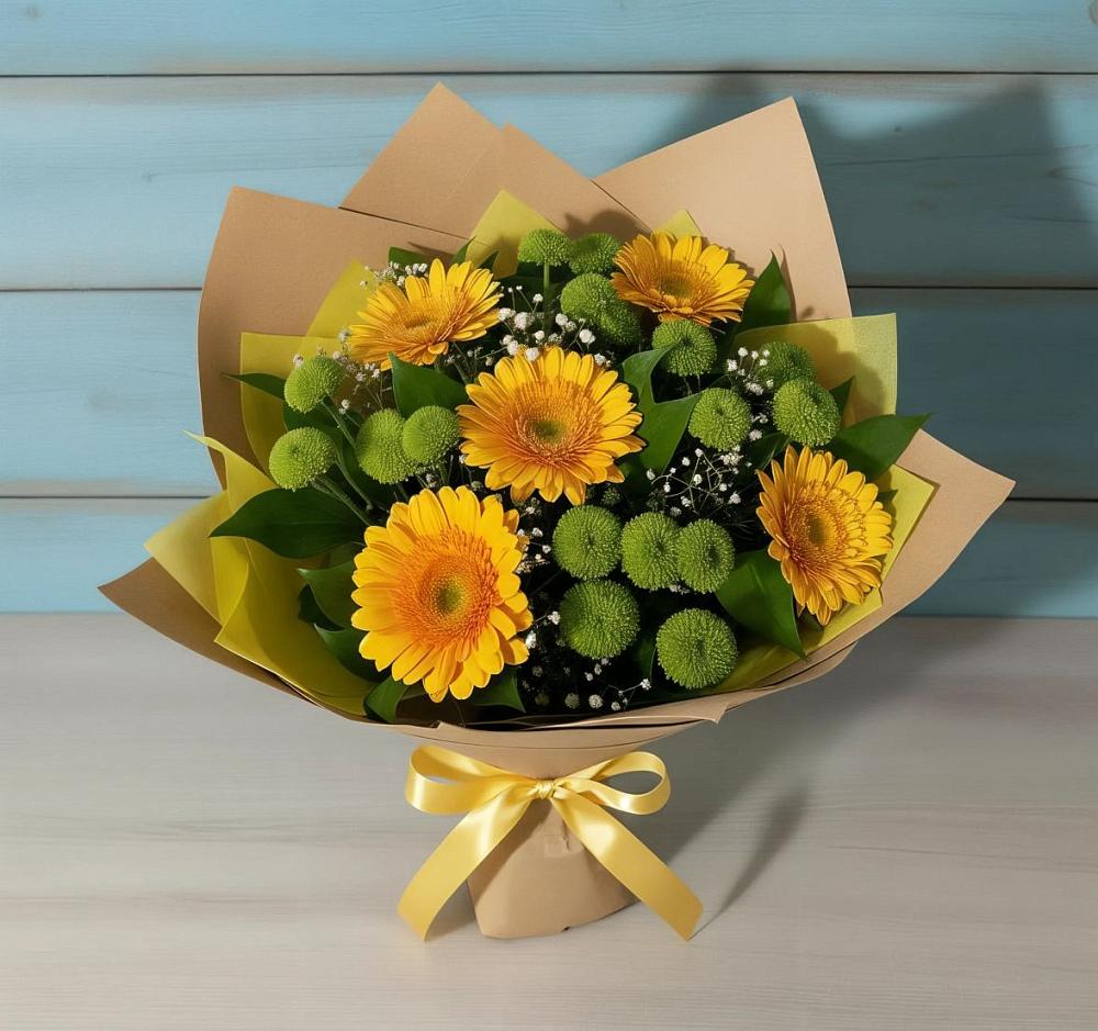 Букет цветов из: Герберы и Хризантемы в Глажево
