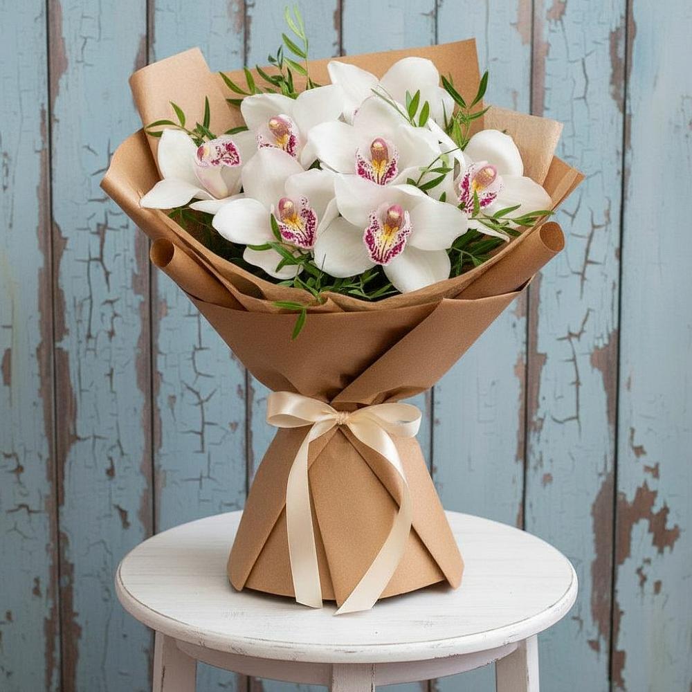 Букет цветов из: Орхидеи и Розы в Глажево