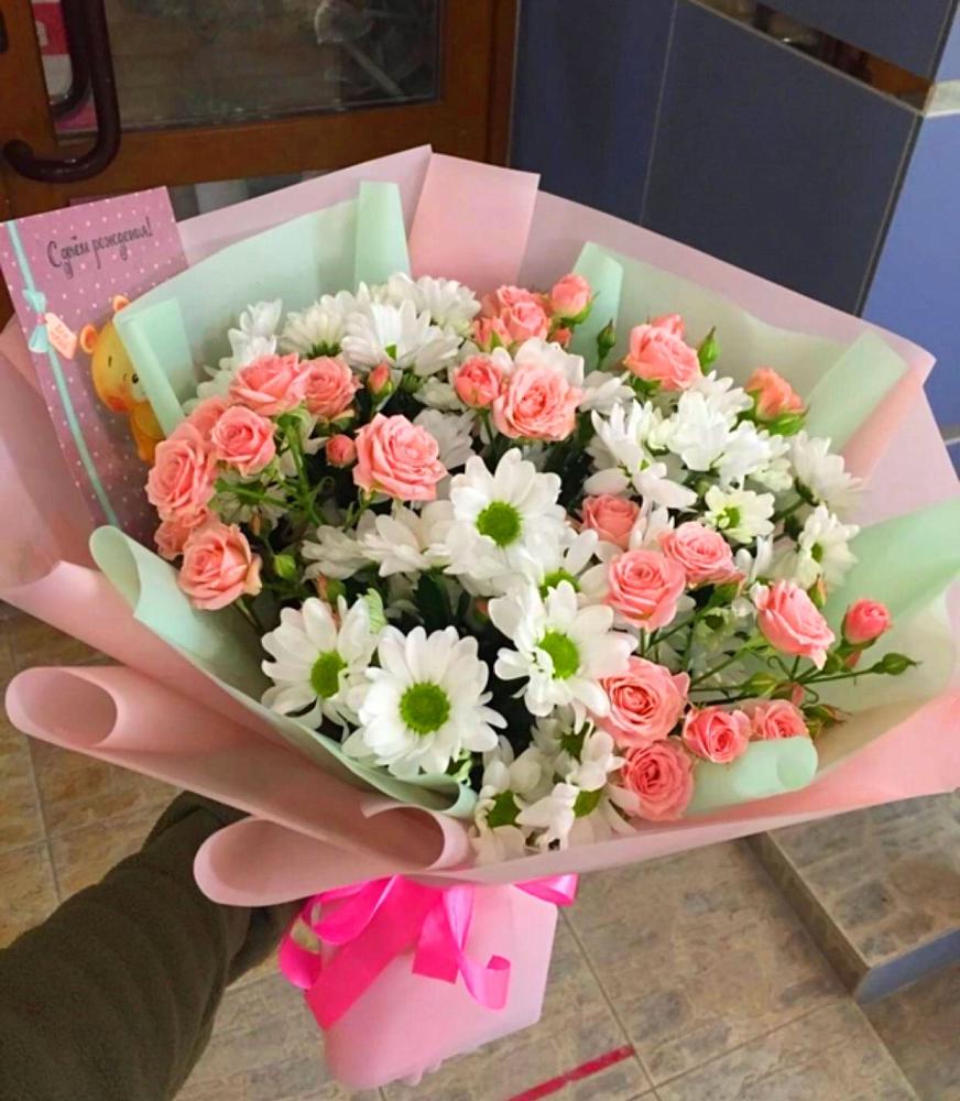 Букет цветов из: Розы и Хризантемы в Глажево