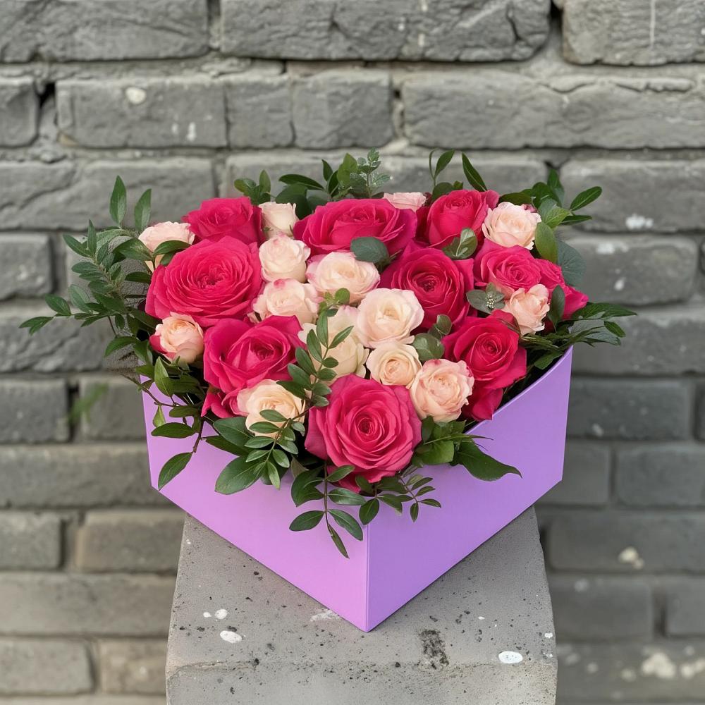 Цветочная композиция из Розы в коробке в Глажево