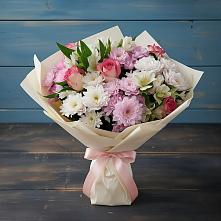 Букет цветов из:  Хризантемы, Альстромерии и Розы в Глажево