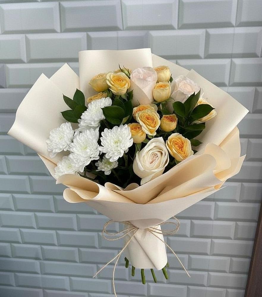 Букет цветов из: Розы и Хризантемы в Глажево