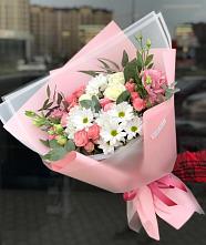 Букет цветов из:  Розы, Лизиантусы и Хризантемы в Глажево