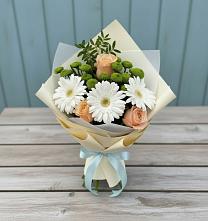Букет цветов из:  Герберы, Розы и Хризантемы #REPLACE_PRED# Глажево