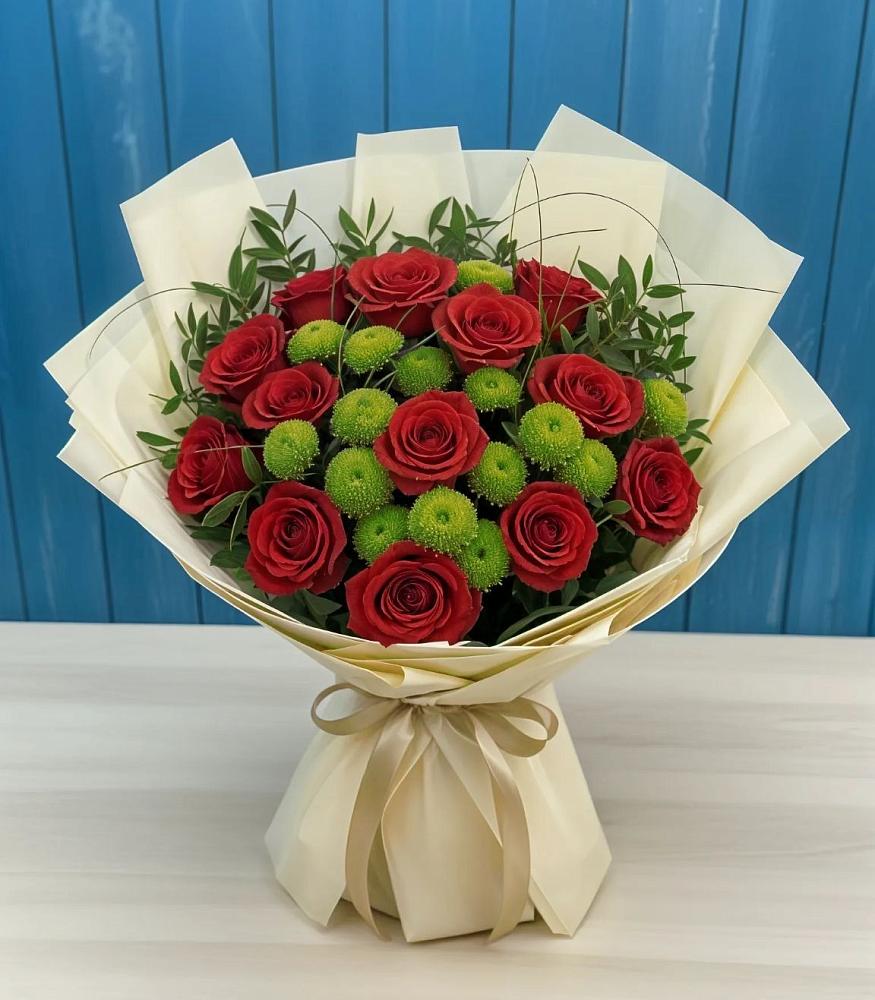 Букет цветов из: Розы и Хризантемы в Глажево